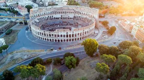 Rome: fly on the Colosseum Stock Photos