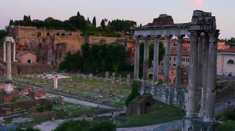 Rome . Fori Imperiali at sunset Stock Footage 60753500