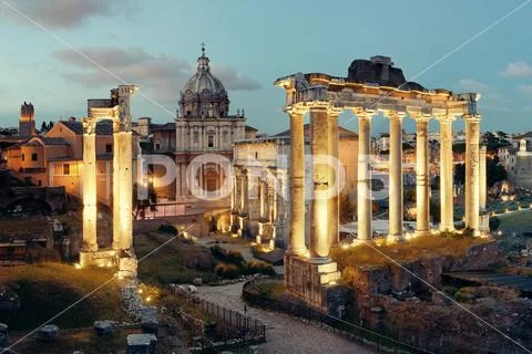Rome Forum night Stock Photos