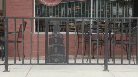 Rome, Georgia (GA) The Clock Tower Depicted in Sidewalk Rail Downtown Stock Footage 235062597