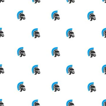 Rome Helmet Flat Vector Seamless Pattern Stock Illustration