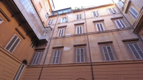 Rome, Internal courtyard of an ancient noble palace Stock Footage 100520692