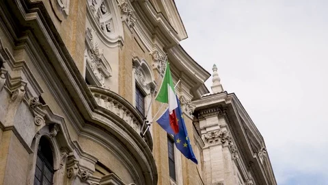 Rome Italian Flags in Wind Stock Footage 82888285