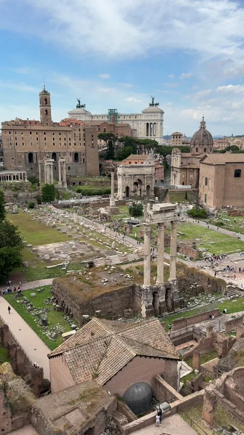 Rome, Italy - 05 28 2025: Forum Romanum, walking around Roman Forum Stock Footage 320642453