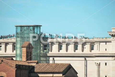 Rome, Italy, 10/23/2015 Illustrative Editorial The roof and sculptures of the Stock Photos