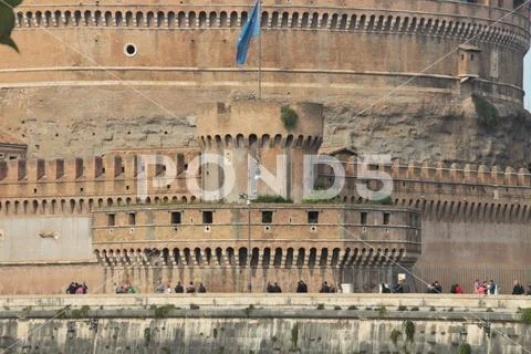 Rome, Italy, 10/25/2015 Illustrative Editorial Corner tower of the castle of Stock Photos