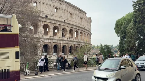 Rome, Italy 11.24.2025 Big Bus and Duck Tour are going to City. Big Bus Tours is Stock Footage 321761832