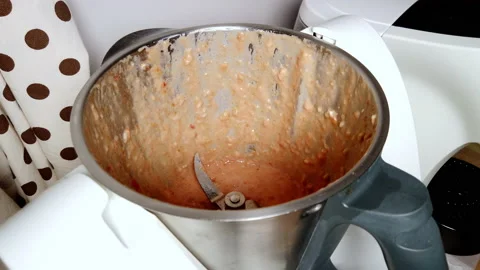 ROME, ITALY - AUGUST 10, 2022: Freshly blended beans in the Bimby mug Video stock 203893653