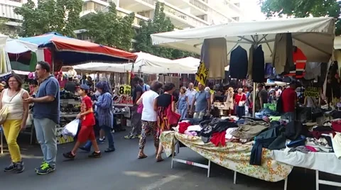 ROME - ITALY - AUGUST 2016 - The flea market in Rome called Portaportese Stock Footage 66724688