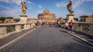 Rome, Italy. Hyperlapse Of The Castel Sant Angelo. Stock Footage
