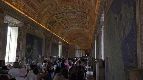 Rome Italy inside Vatican art beautiful ceiling tourism HD 013 Stock Footage 45260754