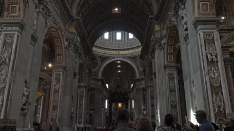 Rome Italy inside Vatican museum beautiful art ceiling tourism 4K 017 Stock Footage 45451453