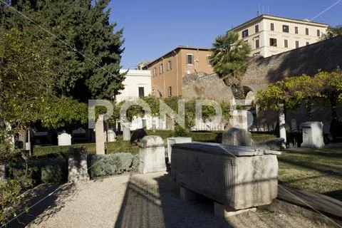 ROME, ITALY - JANUARY 2 2015: The Garden of The Diocletian Baths in Rome, w.. Stock Photos