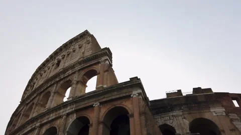 Rome, Italy - Jun 02, 2026: Detail of facade with arches of ancient arena Coloss Stock Footage 330053681