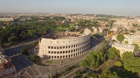 Rome, Italy- pull back drone shot of landmark Stock Footage