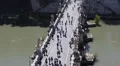 Rome Italy, Sant'Angelo Saint Angel's Bridge Ponte Tourists Visiting Walking day HD Footage