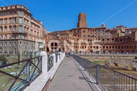 ROME, ITALY - SEPTEMBER 06, 2018: Roman Forum (Fori imperiali and Casa dei ca Stock Photos