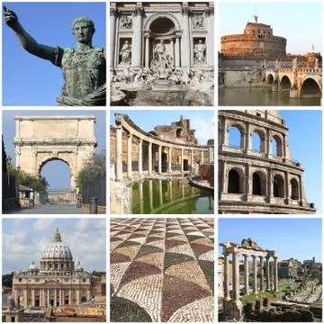 Rome landmarks collage Stock Photos