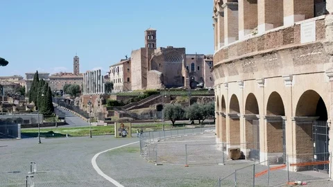 Rome lockdown, deserted Colosseum Stock Footage 126639348