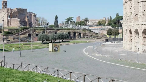 Rome lockdown, deserted Colosseum Stock Footage 126639534