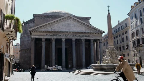Rome lockdown, deserted Pantheon Stock Footage 126637577