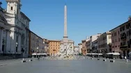 Rome Lockdown, Deserted Piazza Navona Stock Footage
