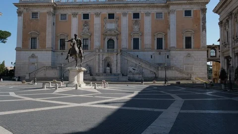 Rome lockdown Rome lockdown, Capitoline Hill pan Stock Footage 126638663