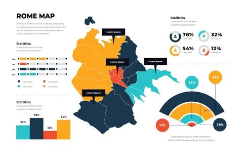 Rome map infographics in flat design Illustrazione stock