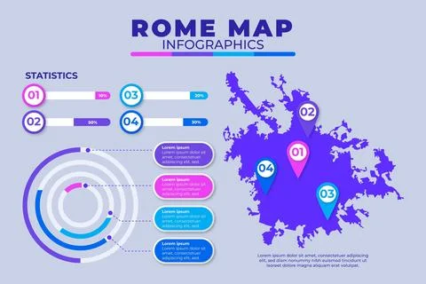 Rome map infographics in flat design Illustrazione stock