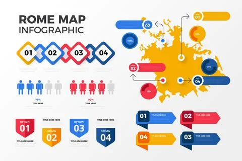 Rome map infographics in flat design Stock Illustration