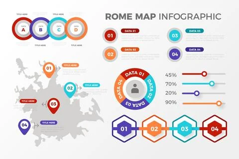 Rome map infographics in flat design Stock Illustration