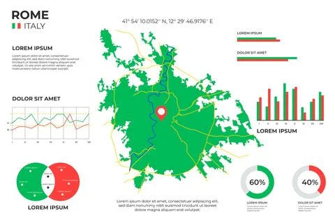 Rome map infographics in flat design Stock Illustration