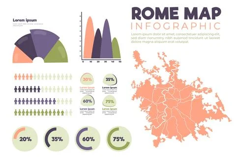 Rome map infographics Stock Illustration