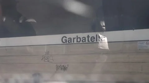 Rome Metro B: the train is stopped at the Garbatella stop Stock Footage 219782454