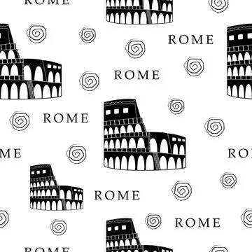 Rome, monochrome seamless pattern Stock Illustration