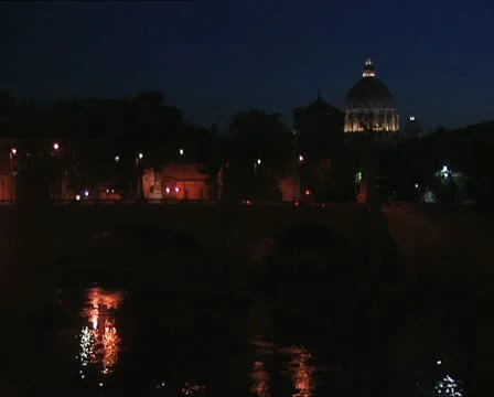 ROME by night lights on the bridge close Video stock 11522512