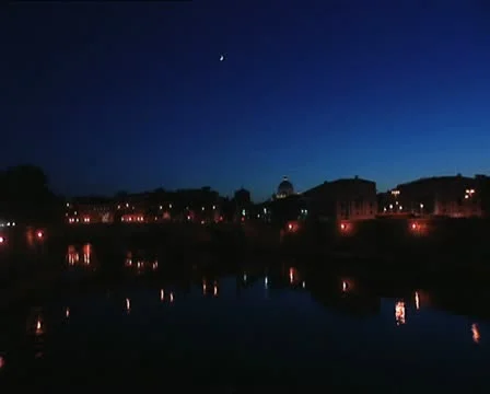 ROME by night lights on the bridge Stock-Footage 11522744