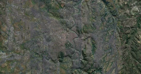 Rome north to south map with 3d relief 4K satellite ground top height Stock Footage 215663633