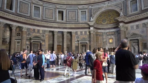 Rome, Pantheon, inside the building, people sightseeing. Stock Footage 139724268