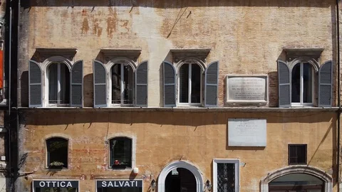Rome Pantheon Square cityscape windows - Drone slider Shot Stock Footage 129251282