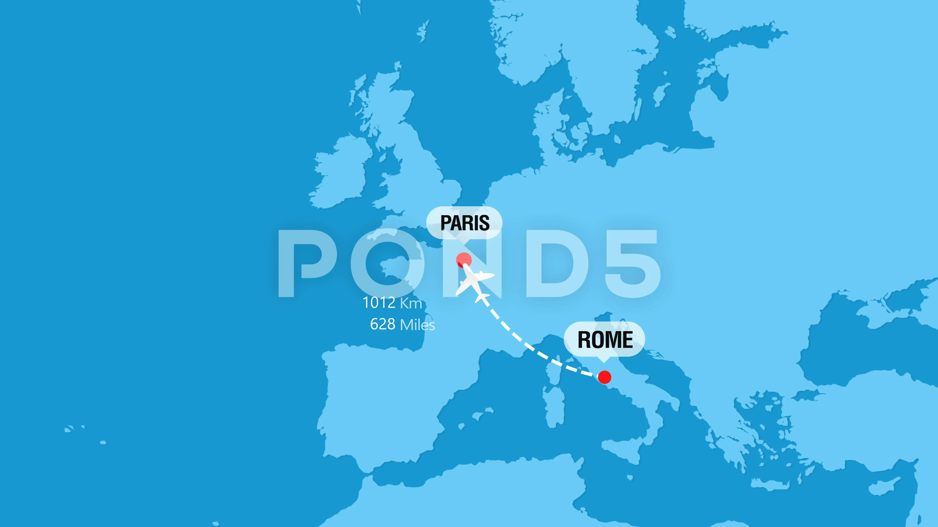 Rome to Paris Flight Travel Route