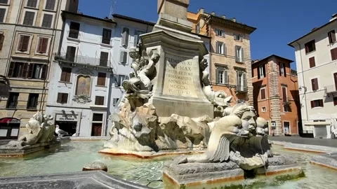 Rome phanteon square area in a clear spring day Stock Footage 134093967
