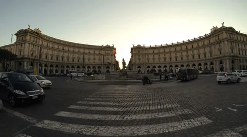 ROME - Piazza della Repubblica TIME LAPSE 4K Stock Footage 35496048