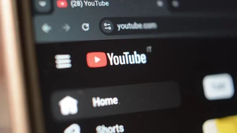 Rome, Ro, Italy 10 20 2025: youtube app logo on the computer display screen. Stock Footage 319463353