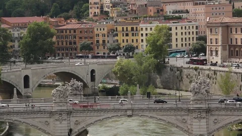 Rome, Roman bridges Stock Footage 80611848