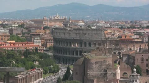 Rome Skyline with Colosseum Stock Footage 10886817