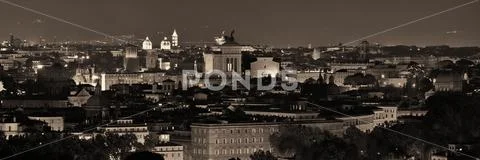 Rome Skyline Night View
