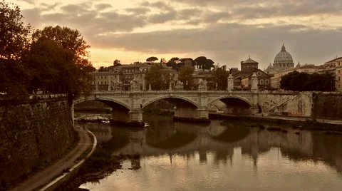 Rome Skyline on the river Stock Footage 65827137