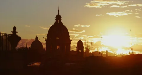 Rome skyline at sunset Stock Footage 87486000