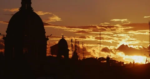 Rome skyline at sunset Stock-Footage 87486913
